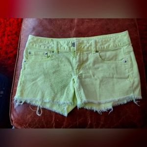Neon yellow/green American eagle ow rise Jean shorts